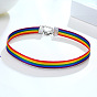 Rainbow Pride Flag Cord Necklace, Choker Necklace with Stainless Steel Clasps