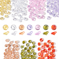 420Stück 7Farben Zirkonia Cabochons, Klasse A, facettiert, Raute 