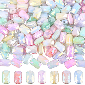210шт. 7 цвета, гальваническое покрытие, предотвращающее потускнение, имитация драгоценных камней, прямоугольные, с покрытием AB цвета, граненые, два тона