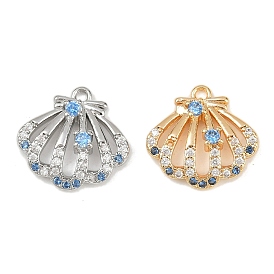Латунные микро проложить кубического циркония прелести, без кадмия, без никеля и без свинца, подвески в форме ракушек