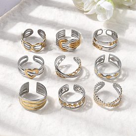 Регулируемые 304 манжеты из нержавеющей стали для женщин, золотые и нержавеющая сталь цвет