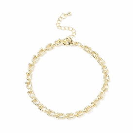 Brass Initial Letter U Link Chain Bracelet for Women