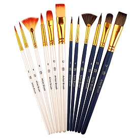 Painting Brush Set, Nylon Bristles Brush Head with Wooden Handle, for Oil Painting Artist Professional Painting