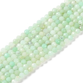 Natural Chrysoprase Beads Strands, Faceted, Round