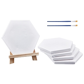 Kits de peinture bricolage, avec toile vierge, chevalet de table pliant en bois de pin et pinceaux en plastique stylos
