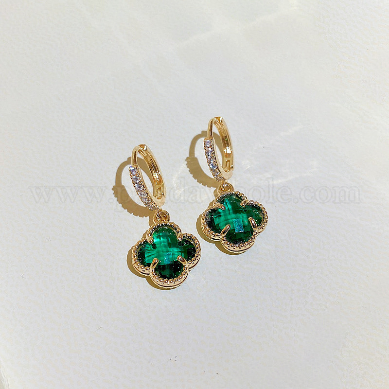 Van Cleef Inspired Earrings - Emerald Green Clover Studs