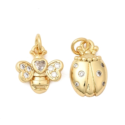 Латунные микропаве прозрачные подвески с фианитом, долговечный, стойки покрытие, без свинца и без кадмия, реальный 18 k позолоченный
