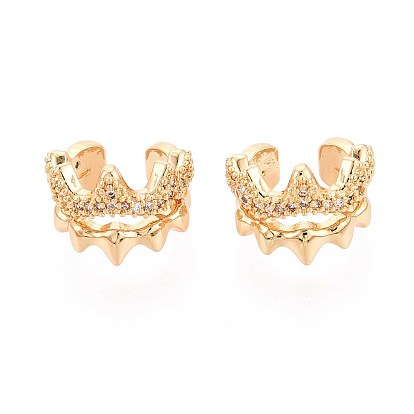 Латунные серьги-манжеты из прозрачного кубического циркония, корона