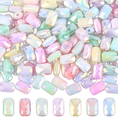 210шт. 7 цвета, гальваническое покрытие, предотвращающее потускнение, имитация драгоценных камней, прямоугольные, с покрытием AB цвета, граненые, два тона