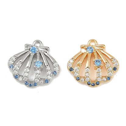 Латунные микро проложить кубического циркония прелести, без кадмия, без никеля и без свинца, подвески в форме ракушек