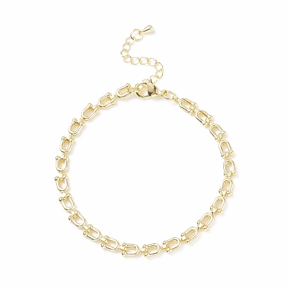 Brass Initial Letter U Link Chain Bracelet for Women