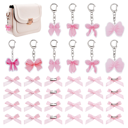 Наборы для самостоятельного изготовления броши и заколок для волос из кожи аллигатора, включая акриловые подвесные украшения, заколки для волос из ткани с бантом из железной кожи аллигатора, железа броши