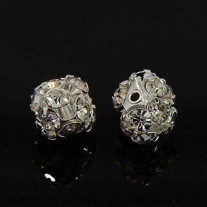Rhinestone Beads, Nickel Free, White, Round, 12 Facets