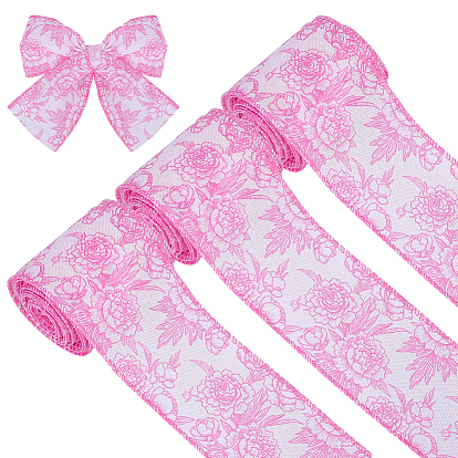 Лента из искусственной ткани из полиэстера, цветочным узором, плоский