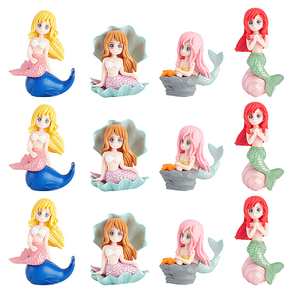 12шт 4 стили русалочьи смоляные украшения для показа, Микро пейзаж бонсай аксессуары для украшения аквариума