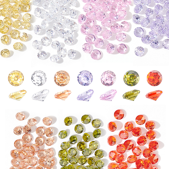 420шт 7 цвета кубический цирконий кабошоны, класс А, граненые, алмаз
