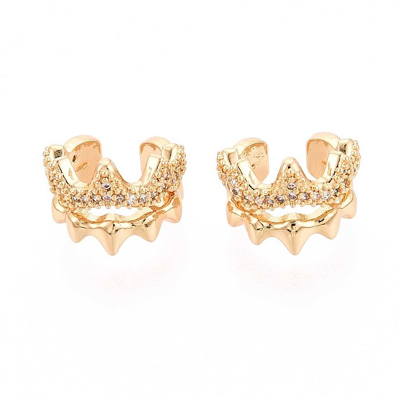 Латунные серьги-манжеты из прозрачного кубического циркония, корона