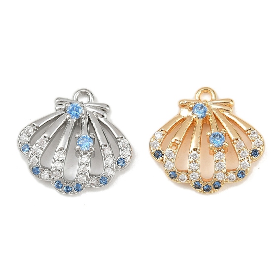 Латунные микро проложить кубического циркония прелести, без кадмия, без никеля и без свинца, подвески в форме ракушек