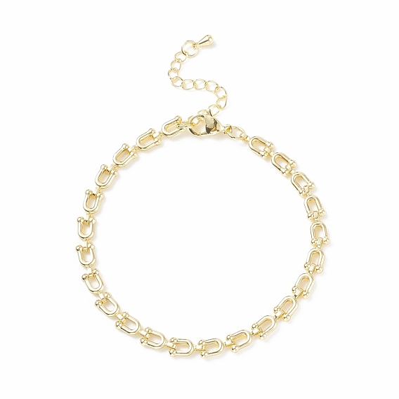 Brass Initial Letter U Link Chain Bracelet for Women