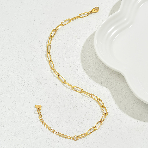 Модные женские браслеты-скрепки из нержавеющей стали с текстурированной цепочкой