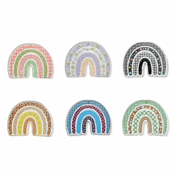 Непрозрачные акриловые подвески, 3d печать, с силой блеска, радуга