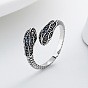 Brass Micro Pave Cubic Zirconia Cuff Open Rings, Snake