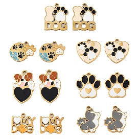 304 нержавеющей стальной эмали подвески, ионное покрытие (ip), золотые, отпечаток лапы и собака