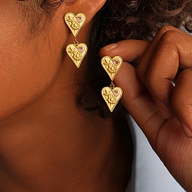 304 серьги-гвоздики в форме сердца из нержавеющей стали с кубическим цирконием