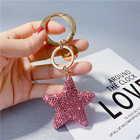 Cute Crystal Car Keychain Pendant with Five-pointed Star Keychain - Summer Style