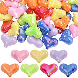 70 шт. 7 стили ab цветные акриловые бусины с покрытием, сердце