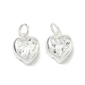 925 подвески в форме сердца из стерлингового серебра с прозрачными кубическими цирконами, с печатью 925