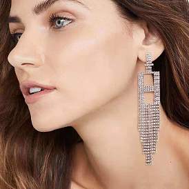 Boucles d'oreilles lettre h franges scintillantes pour femme - bijoux mode et tendance