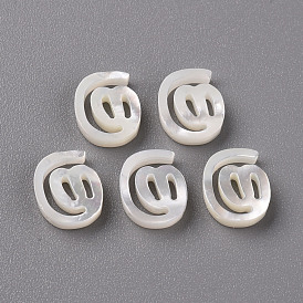 Natural White Shell Mother of Pearl Shell Beads, Carved, Symbol @