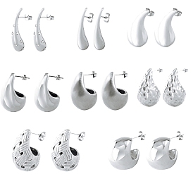 304 Stainless Steel Stud Earrings for Women, Teardop