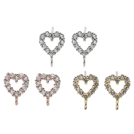 Латунные серьги-гвоздики из циркония, долговечный, без свинца и без кадмия, сердце