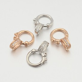 925 застежки-твистеры из фианита с микропаве из стерлингового серебра., 14x10x5 мм, отверстие : 3 мм