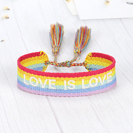 6 Colors Rainbow Gay Bracelet Embroidered Braided Tassel Bracelet Can DIY Braided Bracelet