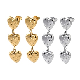 304 Stainless Steel Heart Stud Earrings, Polished