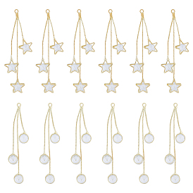 12 шт. 2 стиль латунные микро паве прозрачные кубические цирконии кисточка большие подвески, плоские круглые и звезды, для серьги решений, для женщин