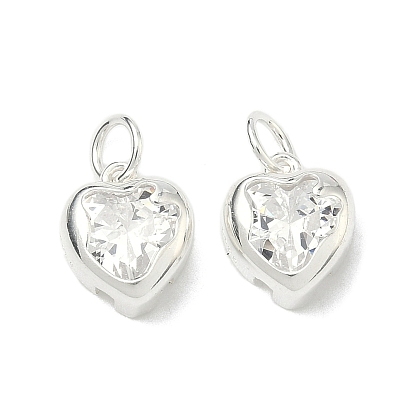 925 подвески в форме сердца из стерлингового серебра с прозрачными кубическими цирконами, с печатью 925