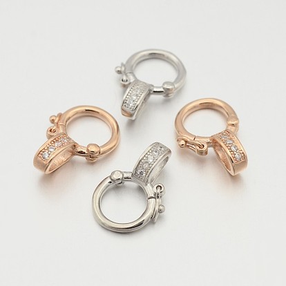 925 застежки-твистеры из фианита с микропаве из стерлингового серебра., 14x10x5 мм, отверстие : 3 мм