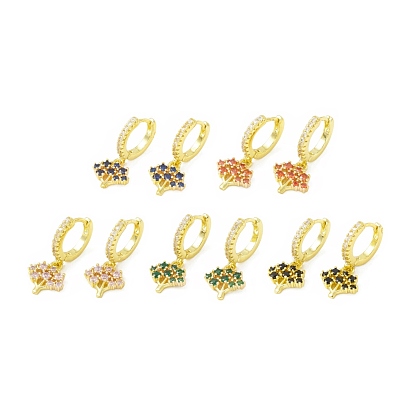 Серьги-кольца с кубическим цирконием дерево жизни, серьги-капли из настоящей позолоченной латуни 18k, без свинца и без кадмия