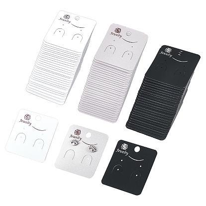 150 Pcs 3 Colors PVC Earring Card Holder for Earring Display, Ear Studs and Hanging Earrings, Square with Rose Pattern
