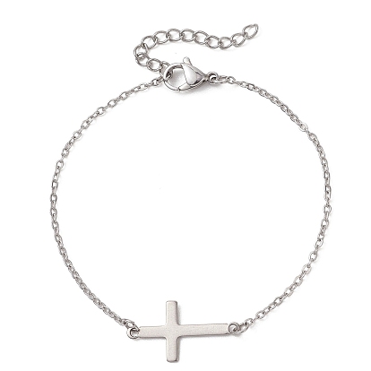 201 из нержавеющей стали ссылка браслеты, 304 женские браслеты-цепочки из нержавеющей стали, крестик