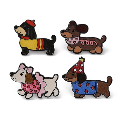 Эмалированные значки с таксами, булавки для лацканов из сплава для одежды рюкзака, чёрные