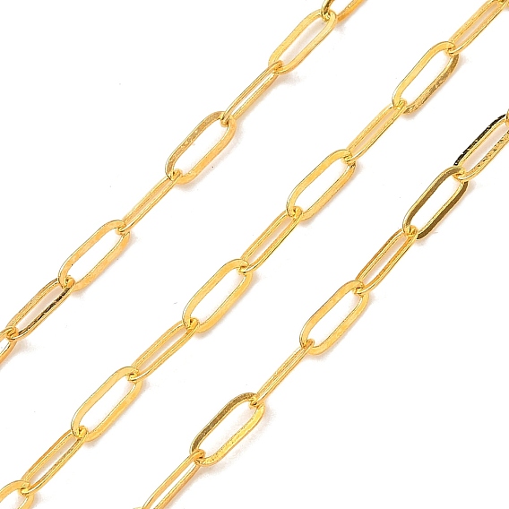 Cadenas de clip de latón, Plano Oval, cadenas portacables alargadas estiradas, soldada, con carrete, sin plomo y cadmio
