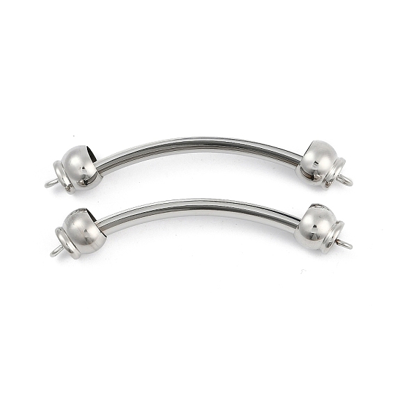 304 Stainless Steel Connector Charms, Curved Bar, Non-Tarnish
