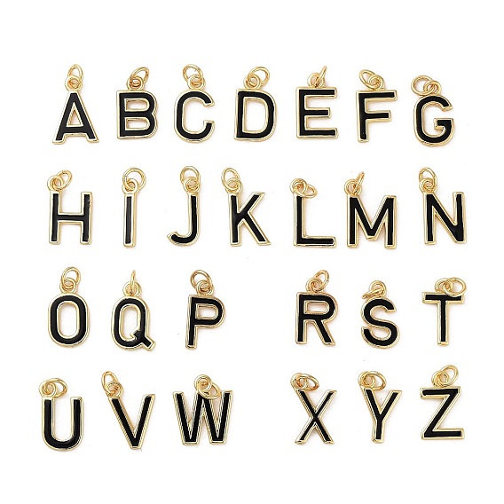 Стойки обшивки латунные подвески, с эмалью и прыжковым кольцом, без кадмия и без свинца, долговечный, реальный 18 k позолоченный, Письмо ~ Z