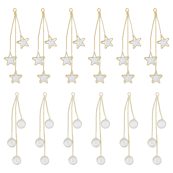 12 шт. 2 стиль латунные микро паве прозрачные кубические цирконии кисточка большие подвески, плоские круглые и звезды, для серьги решений, для женщин