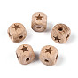 Гравированные бусины из бука, неокрашенными, кубические